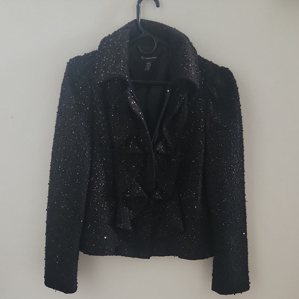 INC International Concepts Black And Gold Sequin Blazer